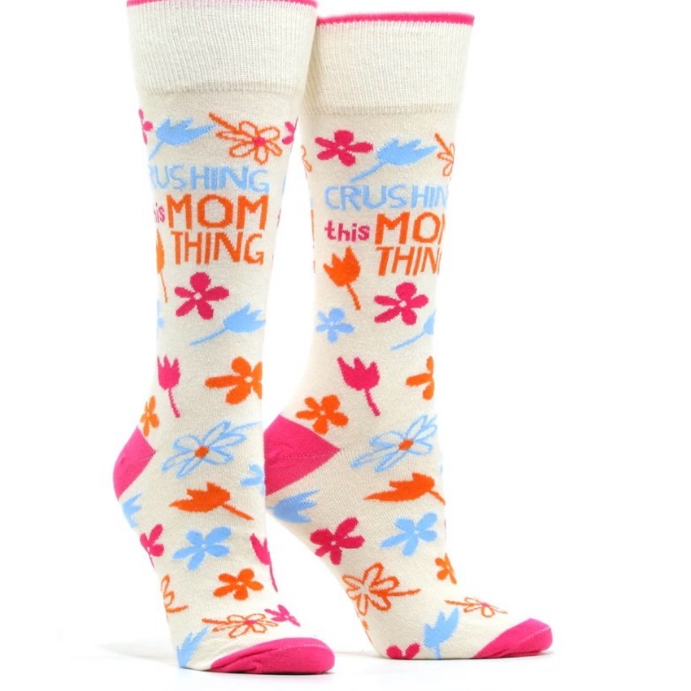 Fanatic colorful socks- crushing this mom thing